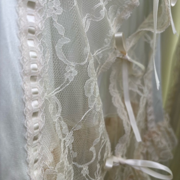 Vintage Ethereal Victorian Chiffon Bridal Wedding Peignoir Nightgown Robe Set 2X - Picture 14 of 17